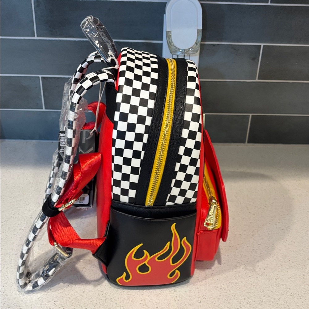 Loungefly Red Pixar 'Rust-Eze' Patch Mini Backpack - image 5